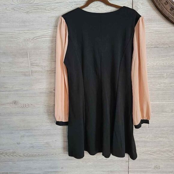 Shift Dress with Nude Sheer Chiffon Sleeves Onuolayichu SZ 3XL Plus Size - Picture 3 of 4